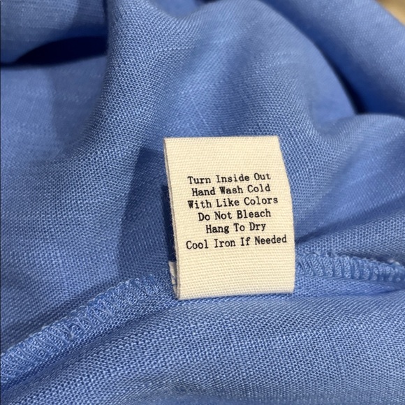 Perch by Blu Pepper Deep Sky Blue V Neck Button Front SS Loose Blouse WN 2X NWT - Picture 8 of 8